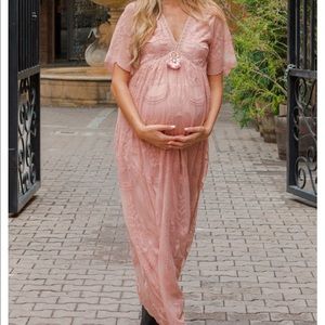 Pinkblush Lace Overlay Maternity Maxi Dress